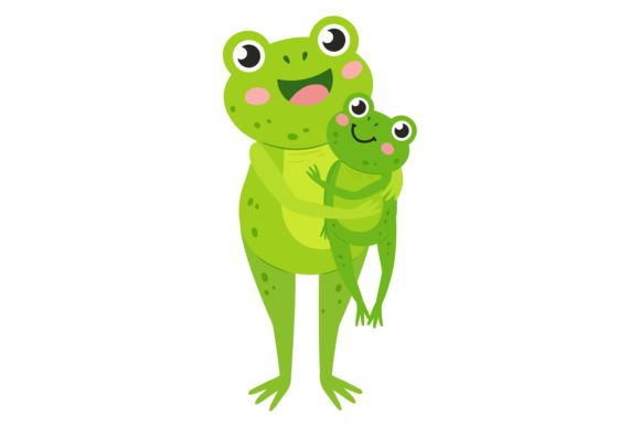Adorable Amphibian Art: The Mother Frog with Kid Collection