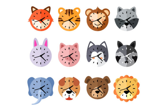 Charming Clock with Animal Character Vector for Creative Projects