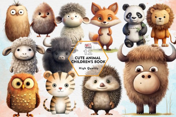 Charming Cute Animal Children's Book Clipart PNG