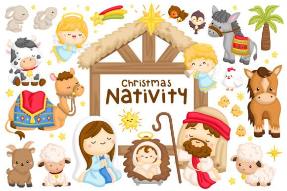 Christmas Nativity Clipart - Cute Animal Designs for Your Projects