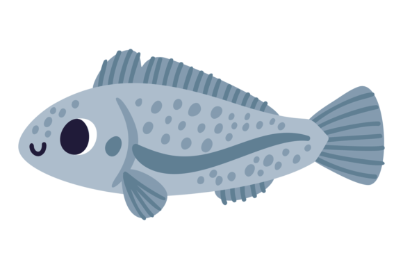 Cute Fish Drawing: Wild Ocean Animal Icon for Whimsical Design