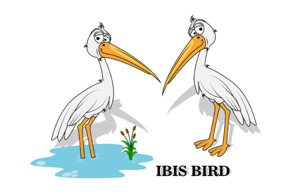 Cute Ibis Bird Animal Cartoon: A Designer's Playful Asset