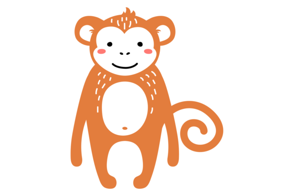 Cute Monkey: A Happy Animal Drawing in Scandinavian Style