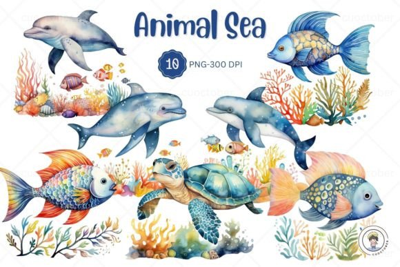 Dive into Creativity: Using Watercolor Sea Animal Aquarium Clipart