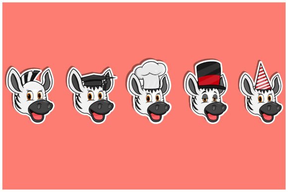 Head Zebra Animal Sticker Set: A Playful Vector Toolkit