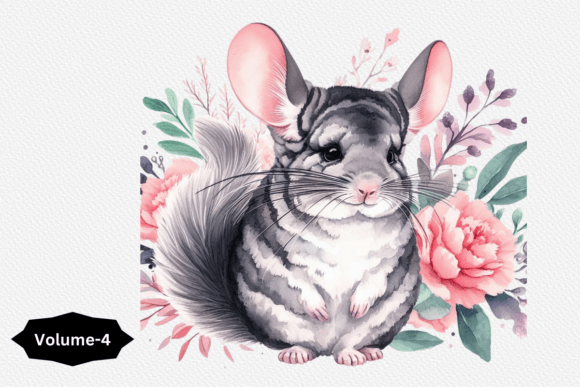 Watercolor Pet Animal Clipart Chinchilla: A Creative Design Asset