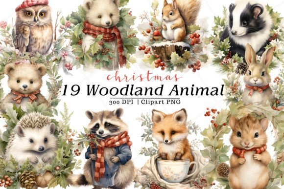 Whimsical Christmas Woodland Animal Watercolor for Creators