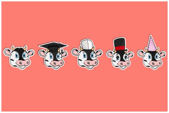 Whimsical Cow Stickers for Creative Projects