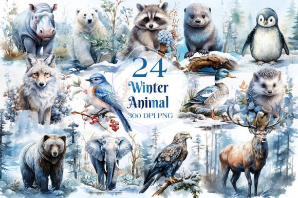 Winter Animal Sublimation Clipart Bundle: Festive Design Assets